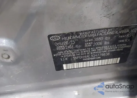 2016 Hyundai Elantra Se из США, поврежденный, VIN 5NPDH4AE3GH779838